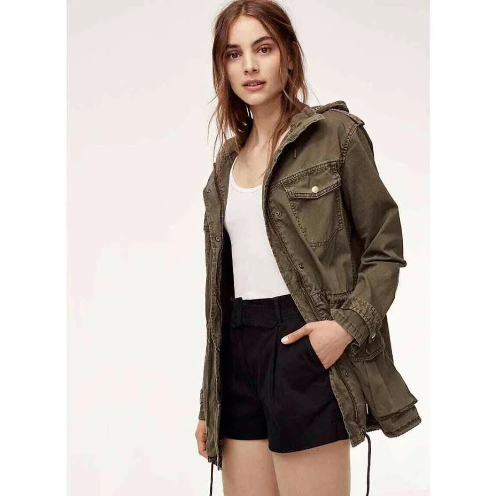 Aritzia Talula Olive Green Grunge Gorpcore Hooded Utility Trooper Jacket Size S